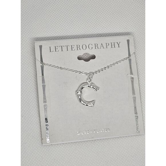Silver Plated 'C' Initial Pendant Necklace Chic Stylish Fashion Shiny Trendy NWT - Picture 8 of 10